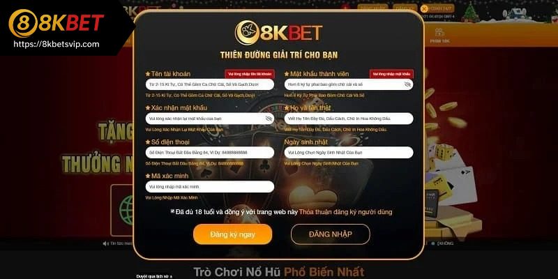 Các bước đăng ký 8kbet siêu tốc