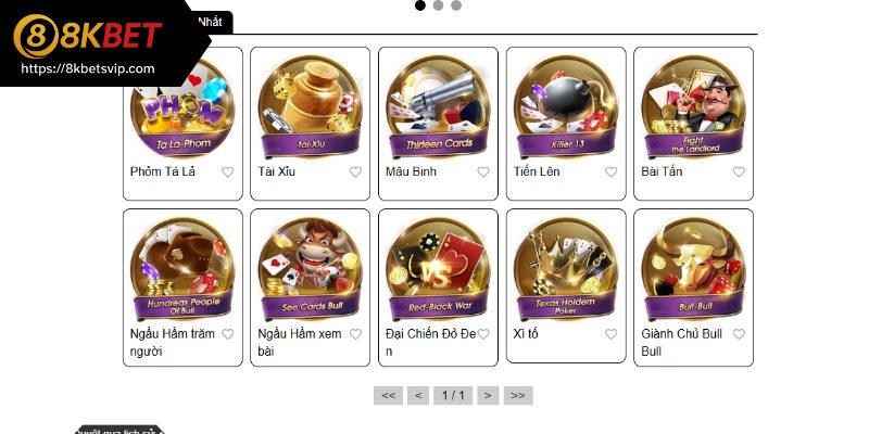 Tổng quan mục sòng bài online 8kbet