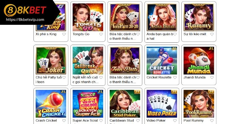 Tổng quan sơ lược về sảnh game bài 8kbet