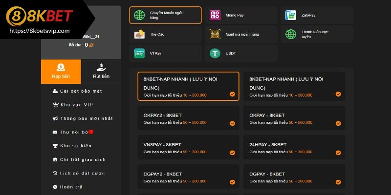 Truy cập hệ thống của 8kbet chính thức